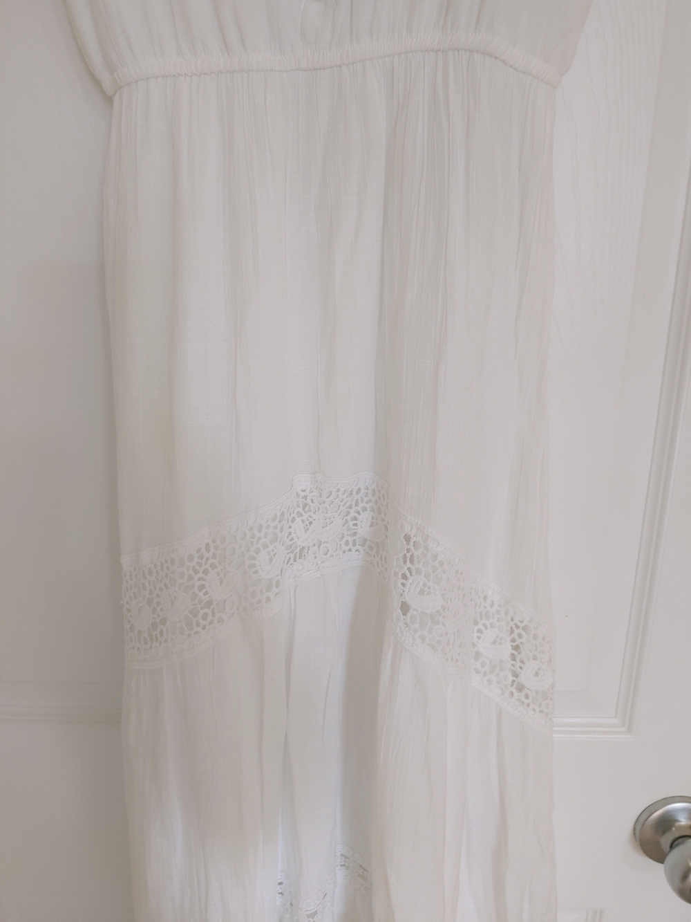 White Boho Lace-Trim Maxi Dress - Picture 3 of 5